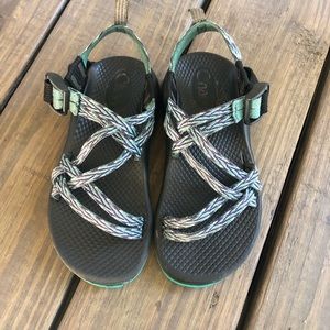 Chacos size 1 girls purple and teal